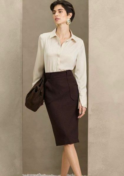 SAIA LAPIS COM BOLSOS  MARROM