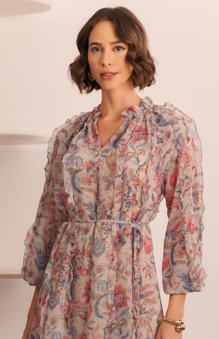 VESTIDO LONGO CHIFFON ESTAMPADO