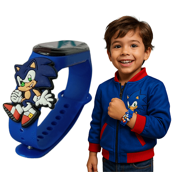 Relógio Infantil Menino Sonic Digital a prova de água masculino para crianças atacado led