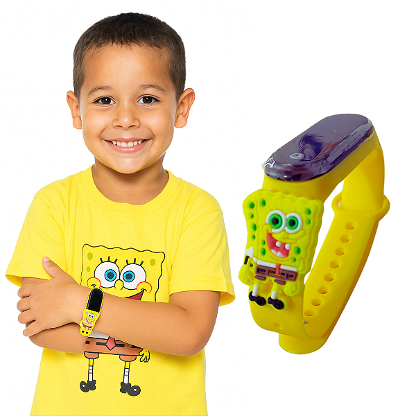 Relogio Infantil Digital Data & Hora Bob Esponja e Sua Turma