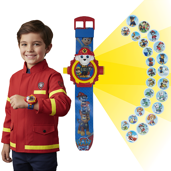 Relogio Infantil Digital Projetor Patrulha Canina 24 Imagens Meninos Masculino
