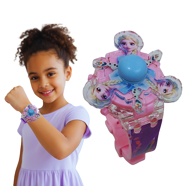 Relógio Infantil Frozen Elsa com Spinner – Diversão e Estilo no Pulso menina feminino presente