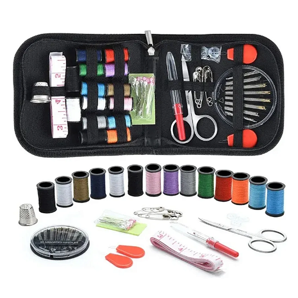 Kit De Costura Rápido Viagem Estojo Linhas Agulhas Alfinetes 27 itens