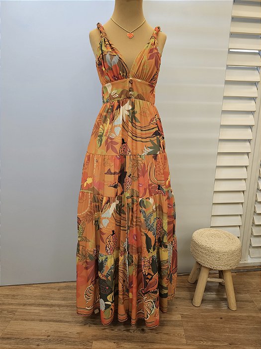Vestido longo Revoada laranja