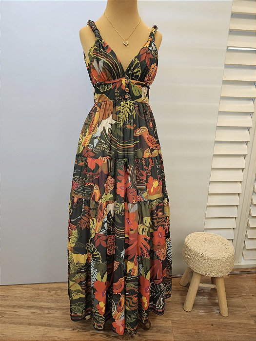 Vestido longo Revoada verde