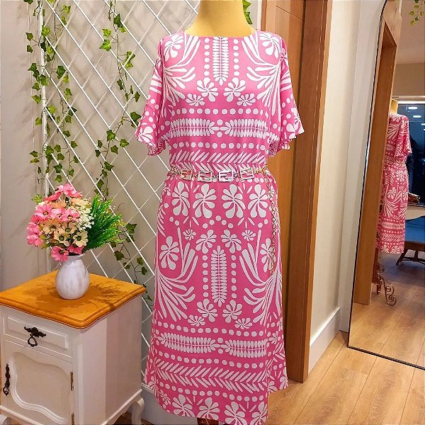 Vestido midi rosa