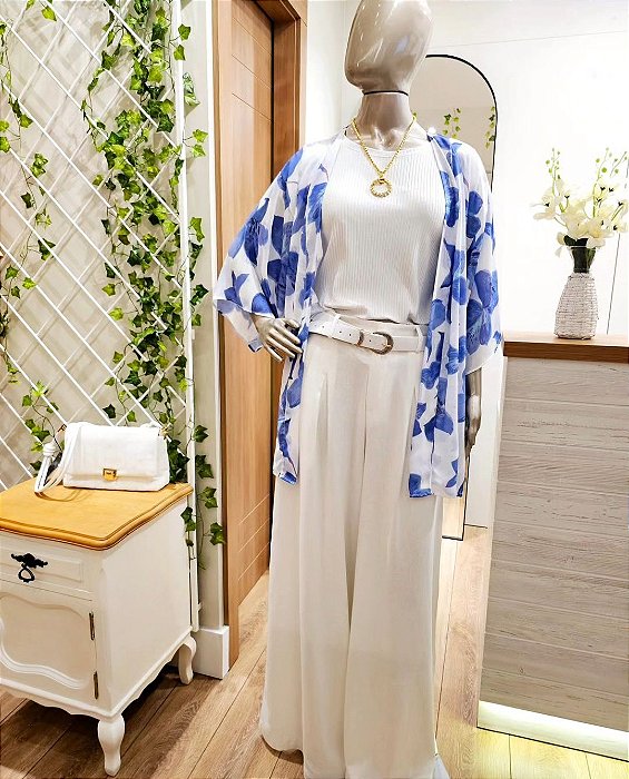 Kimono Flor azul anil 💙