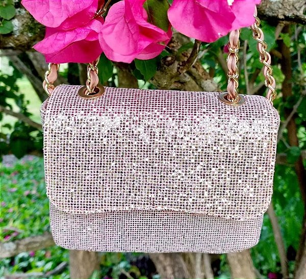 Bolsa mini glitter rosé ✨️