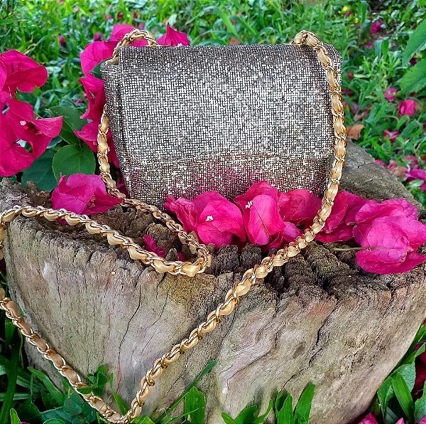 Bolsa mini glitter ouro light ✨️