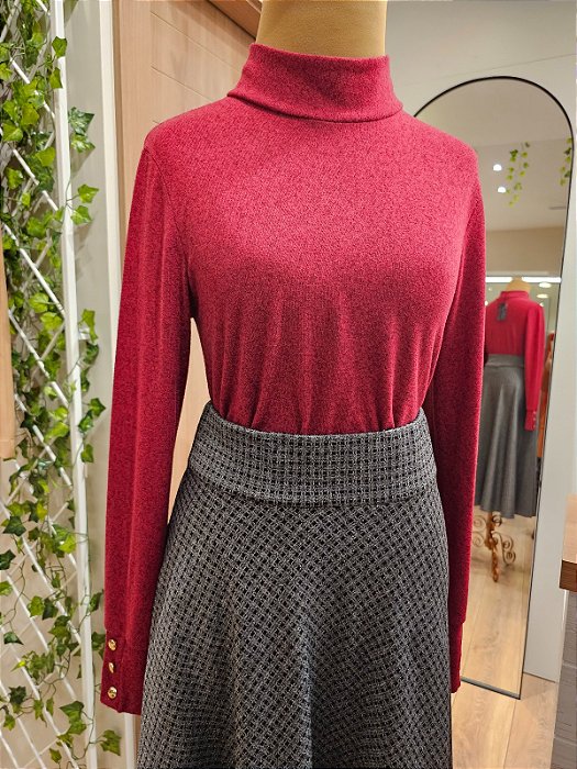 Blusa manga longa malha winter marsala ♡