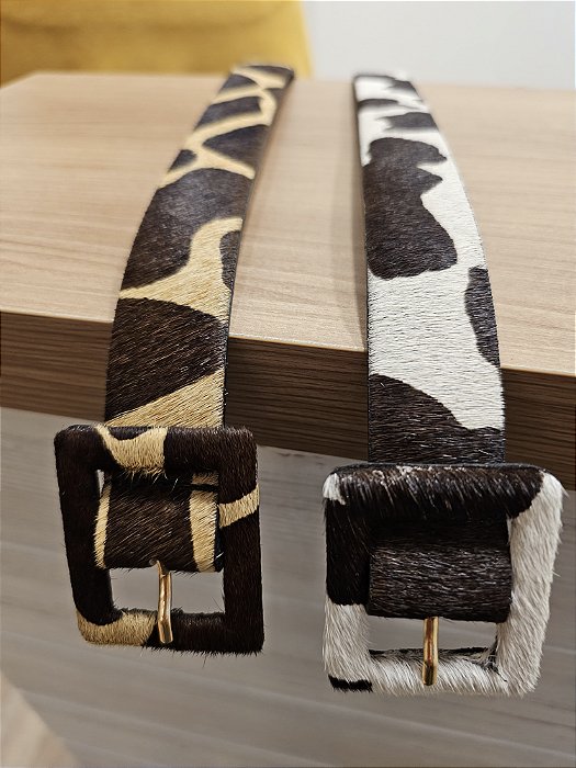 Cinto couro estampa animal print