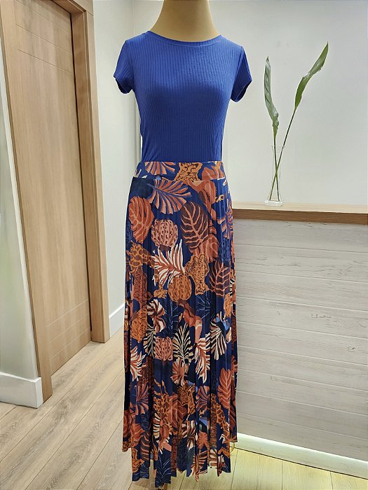 Saia longa plissada Savana