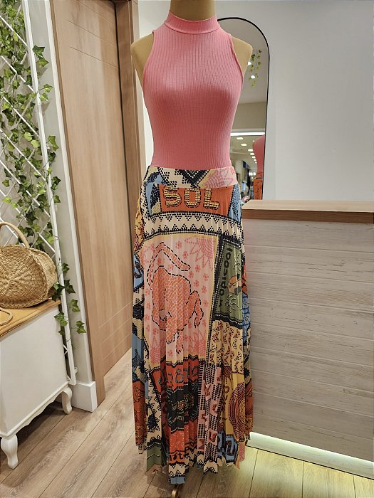 Saia longa plissada Sol