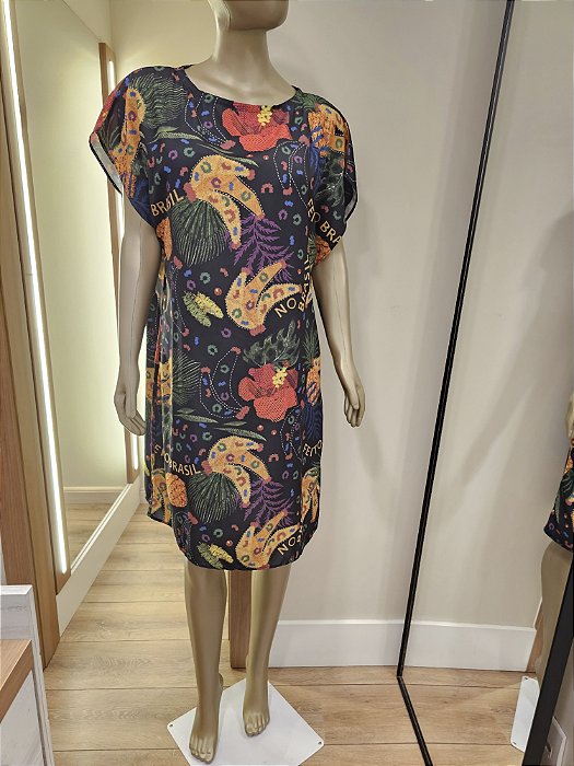 Vestido midi estampa "Feito no Brasil"