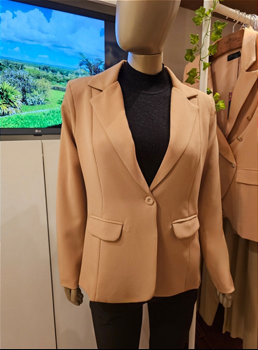 Blazer alfaiataria botão único nude 🤎