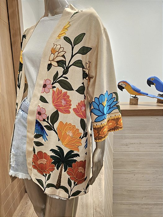 Kimono estampa tropical