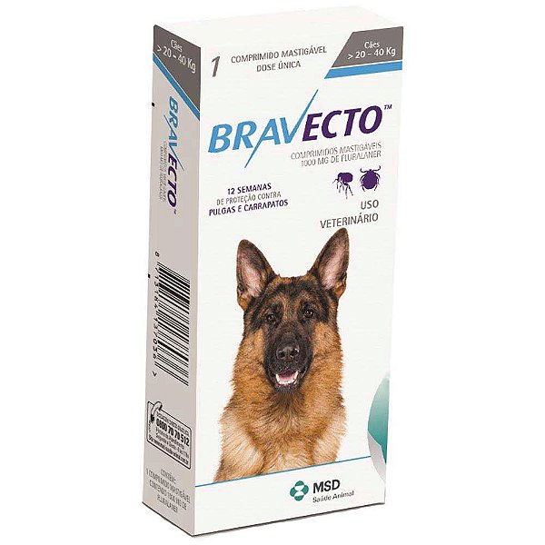 Bravecto 1000 Mg (20 - 40 Kg ) - Carrapaticida