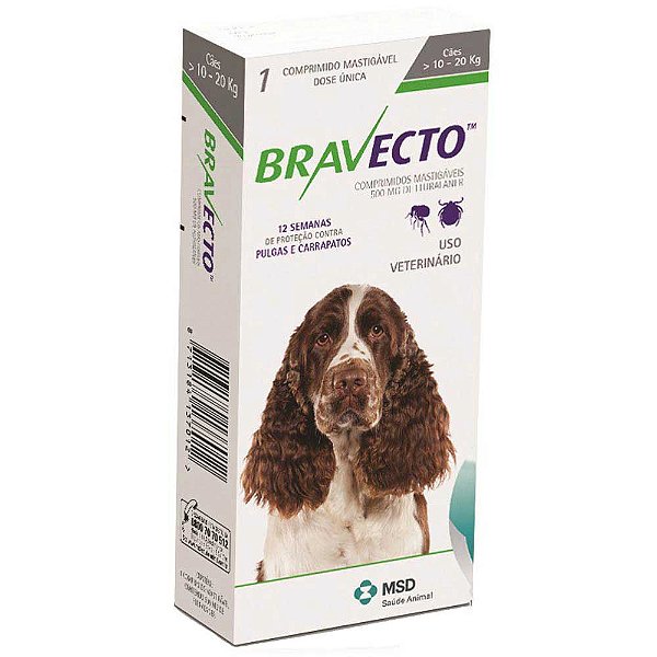 Bravecto 500 Mg ( 10 - 20 Kg ) - Carrapaticida