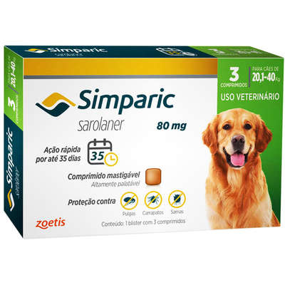Simparic Tab 80mg 1 Comp. - 20,1 A 40kg Carrapaticida