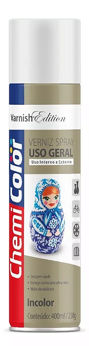 Spray Verniz Tinta Chemicolor 400ml Baston Incolor Uso Geral
