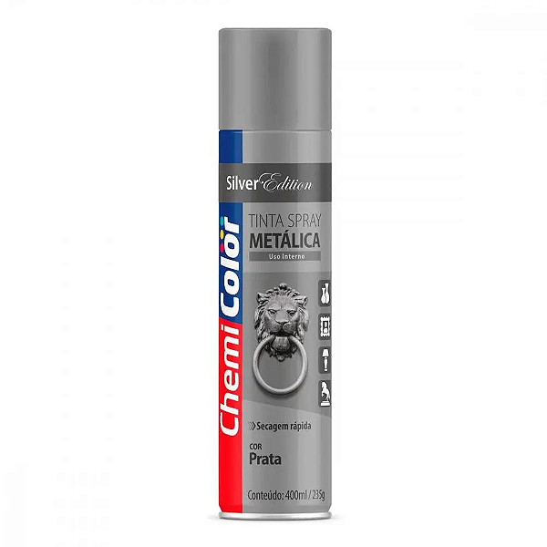 Tinta Spray Metalica Prata 400ml Chemicolor