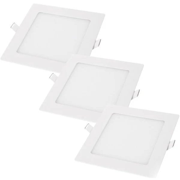 KIT 3 Painel de Embutir LED, 18W Bivolt, 22 3000K Quadrado, Branco