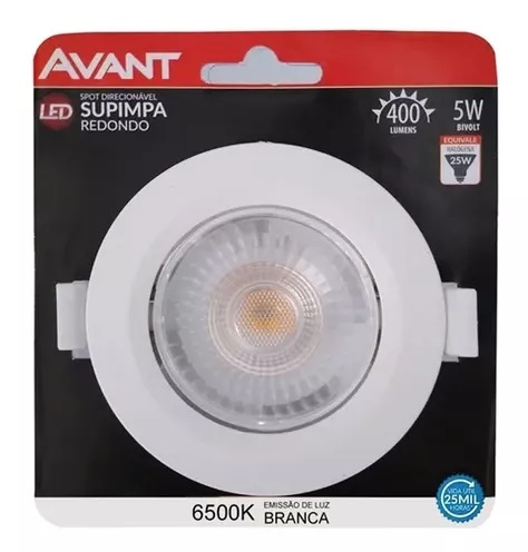 Spot Super Led Redondo 5w Embutir Direcional Avant