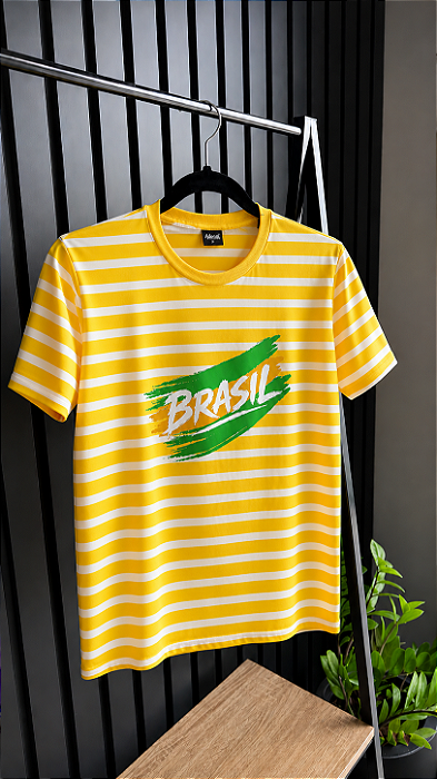 Camisa Brasil Listrada - 100% Algodão