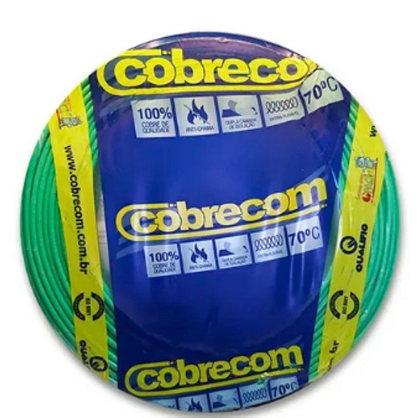Cabo Flexível 4mm 750V Rolo Com 100 Metros Cobrecom - VERDE