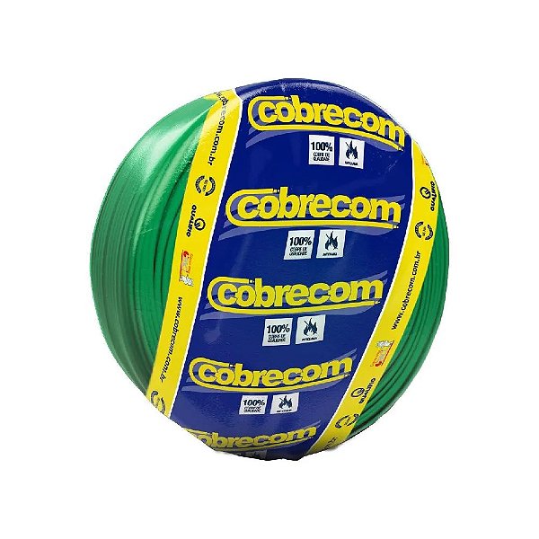 Cabo Flexível 6mm 750V RL Com 100 Metros Cobrecom - VERDE