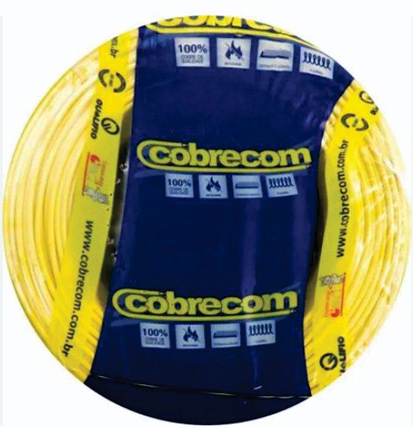 Cabo Flexível 2,50mm 750V RL C/ 100 Mts Cobrecom - Amarelo