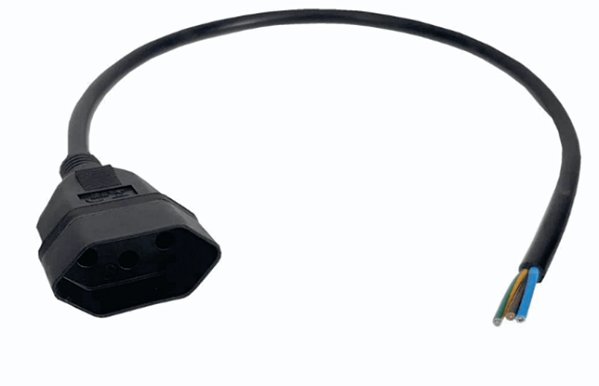 RABICHO INJETADO CABO PP 3X1mm X 50CM PRETO FEMEA 2P+T 10A