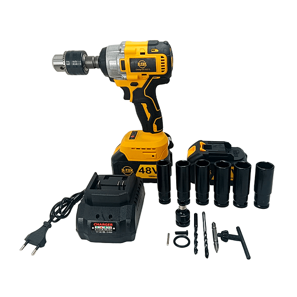 Parafusadeira Furadeira Impacto 48V com 2 Baterias Lítio Profissional