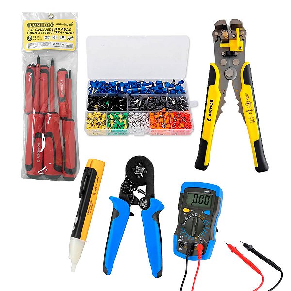 Kit Elétrica Equipamentos de Eletricista Profissional Completo
