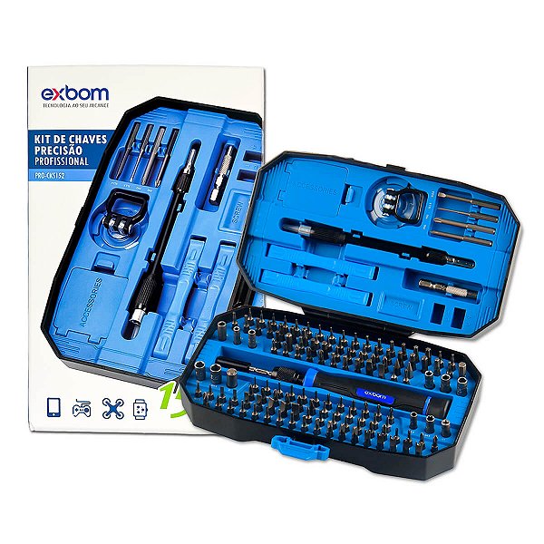 Kit Chave de Precisão com 128 Bits e Acessórios para Eletrônicos