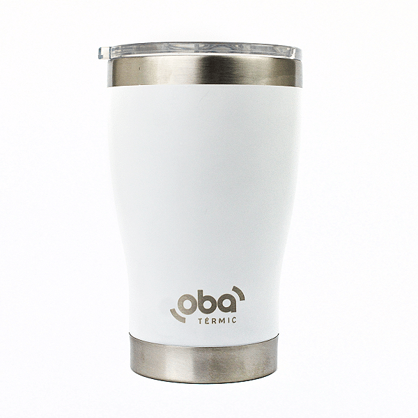 Copo Térmico com Tampa 473ml  aço inoxidável Oba Térmic Branco