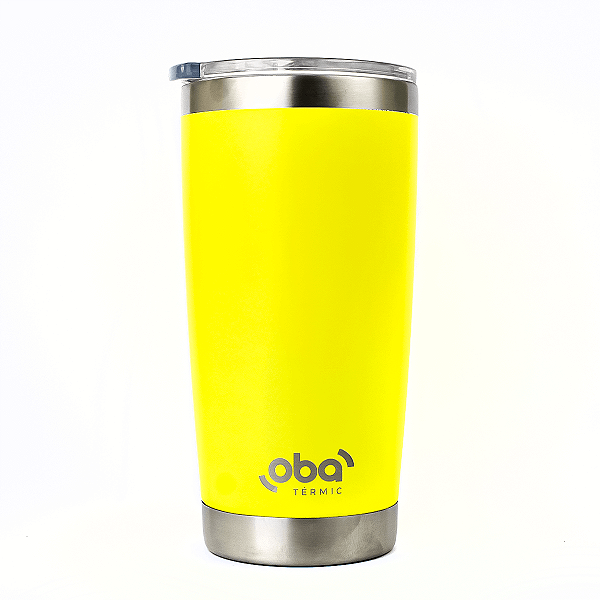 Copo Térmico com Tampa 591ml  aço inoxidável Oba Térmic Amarelo Neon