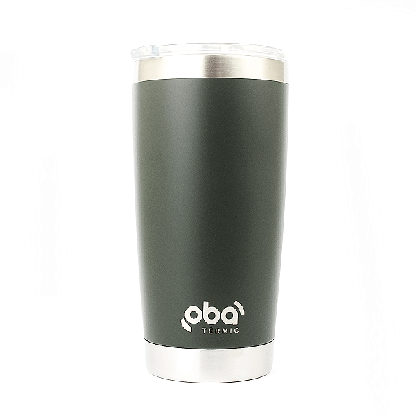 Copo Térmico com Tampa 591ml  aço inoxidável Oba Térmic Verde Militar