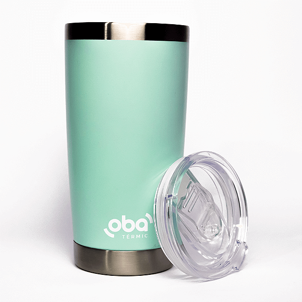 Copo Térmico com Tampa 591ml  aço inoxidável Oba Térmic Verde Água