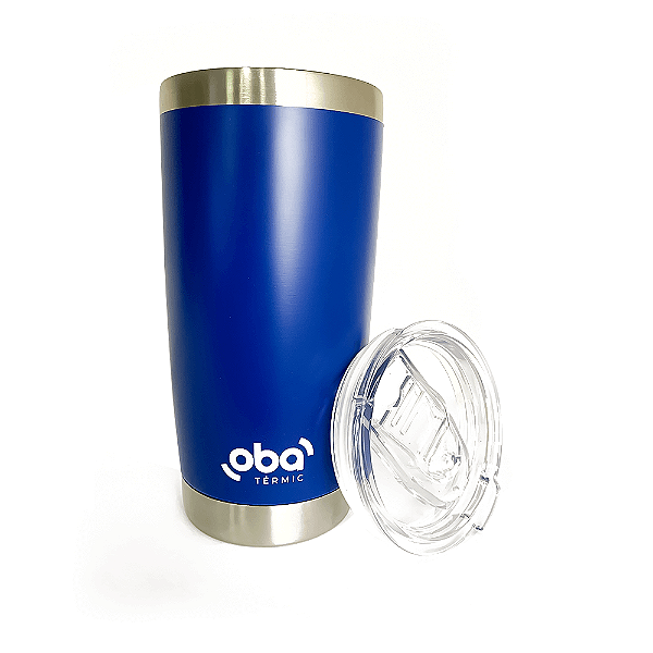 Copo Térmico com Tampa 591ml  aço inoxidável Oba Térmic Azul