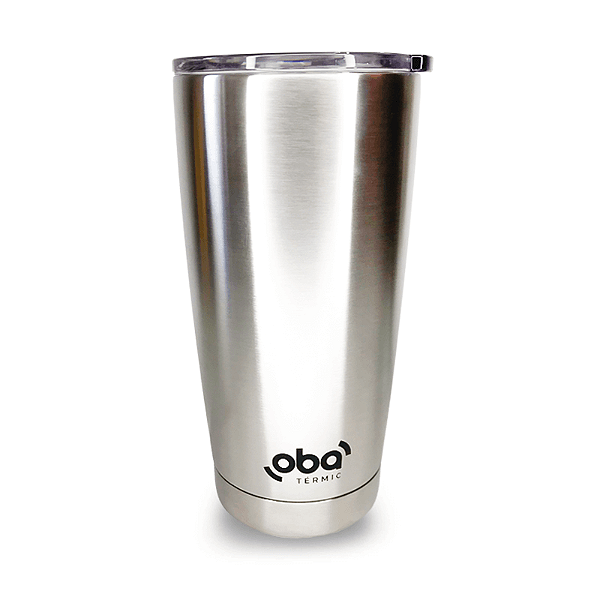 Copo Térmico com Tampa 591ml  aço inoxidável Oba Térmic Inox