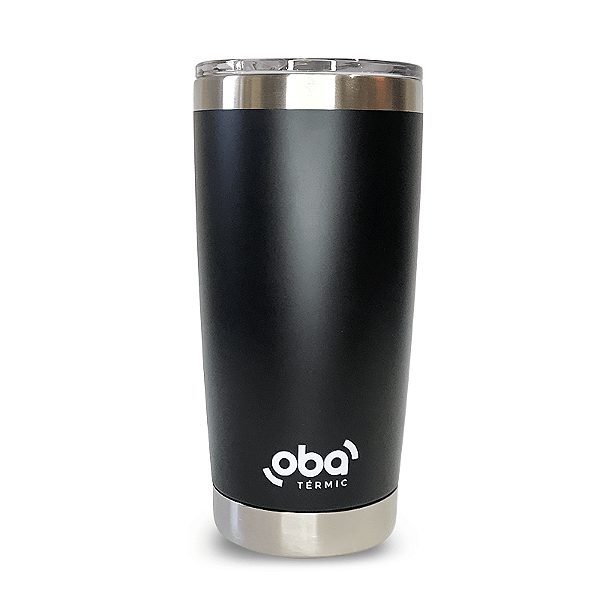 Copo Térmico com Tampa 591ml  aço inoxidável Oba Térmic Preto