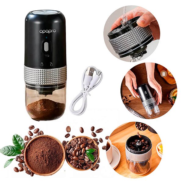 Moedor de Café Portátil com Ajuste de Moagem e Bateria Recarregável