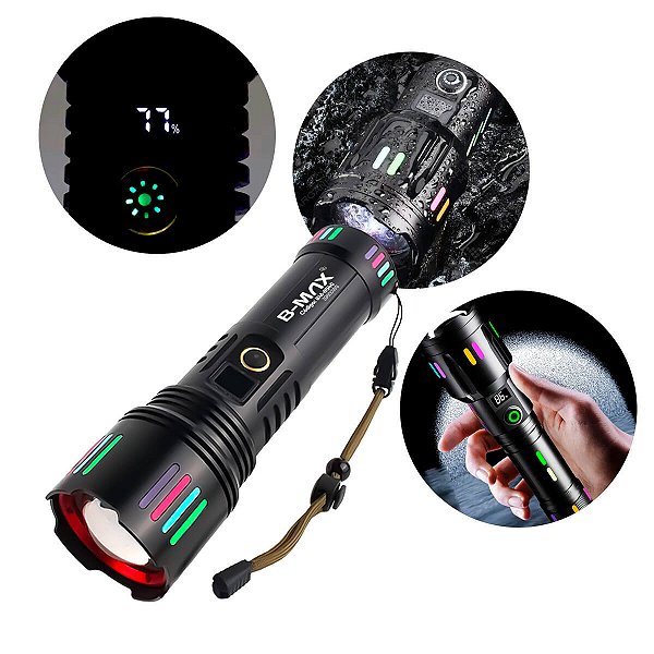 Lanterna Tática Profissional LED 30W com Zoom Telescópico