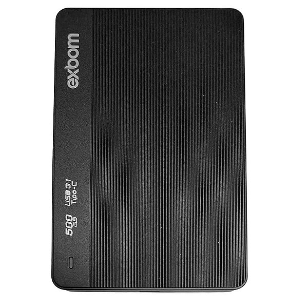 HD Externo 500GB 2.5" com conexão USB-C e leitura rápida