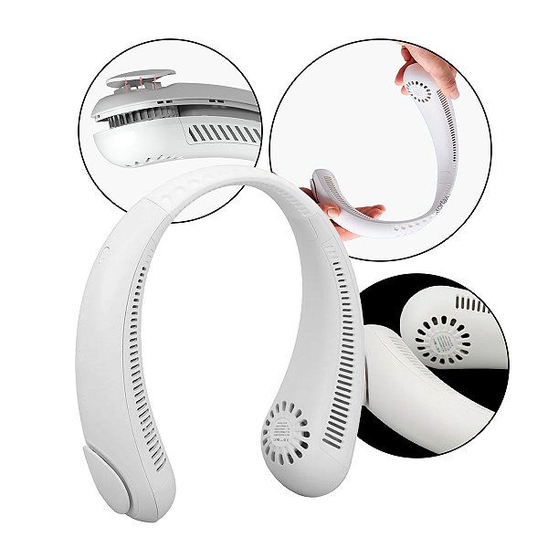 Ventilador Portátil com Bateria 2400mAh e 3 Modos de Ventilação | Branco