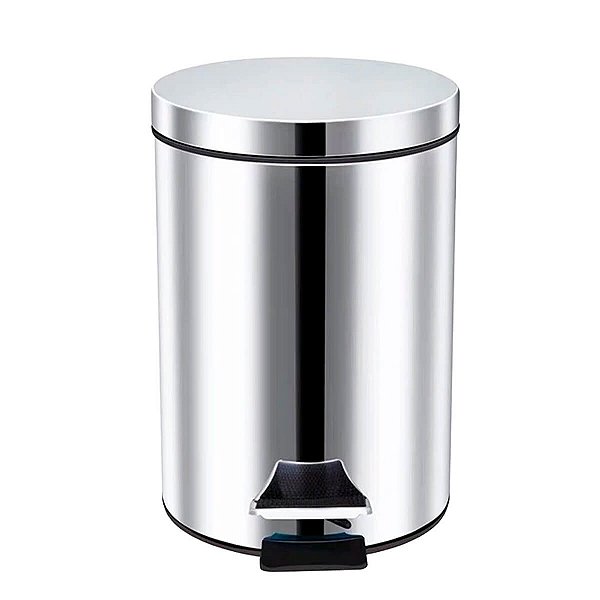 Lixeira de aço inox 5L com pedal, alça e balde removível