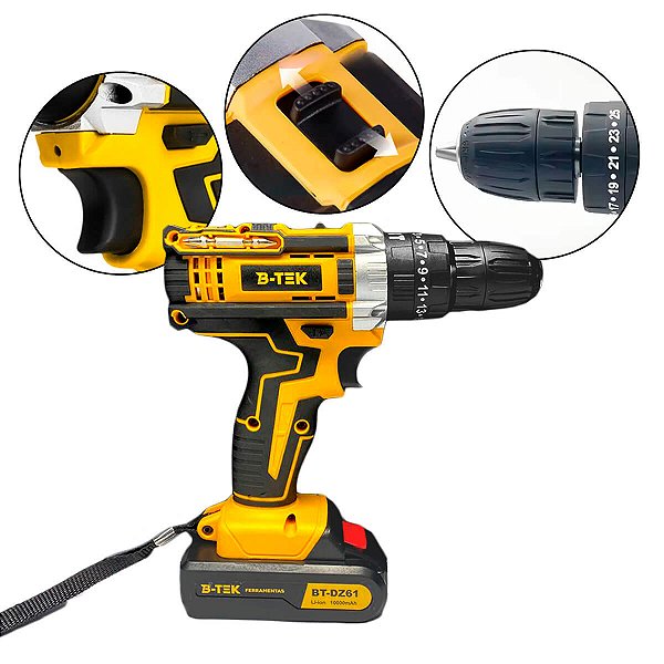 Furadeira Parafusadeira 21V Portátil com Kit Completo de Acessórios