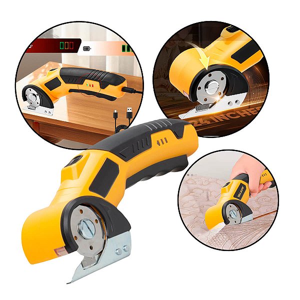 Tesoura Elétrica Rotativa para Tecidos com Lâmina 10 Faces