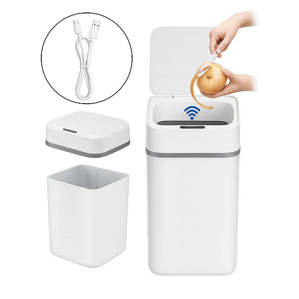Lixeira automática 18L com sensor e fechamento suave silencioso